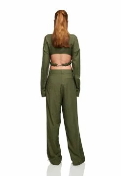 Lioness US Shopify SEVILLE CROP SHIRT - KHAKI -Lioness Sales Shop LT88 764KHAKI LB88 515KHAKI8