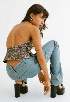 Lioness US Shopify CAMELIA FARHOODI X LIONESS - BEIRUT HALTER -Lioness Sales Shop LT88 788 LEOPARD LB88 549 LIGHT DENIM 3