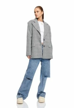 Lioness US Shopify EVANESCENCE BLAZER - GREY CHECK -Lioness Sales Shop LT88 790BABYPOWDER LB88 499DUKEBLUE LC88 549 2GREYCHECK4