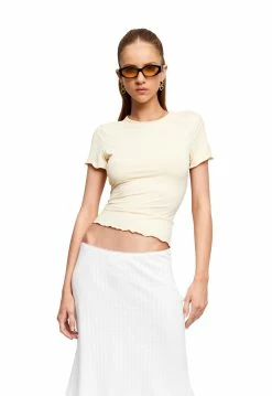 Lioness US Shopify SAINT TIE TEE - CANARY -Lioness Sales Shop LT88 791 CANARY LB88 536 BABY POWDER 1