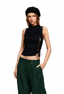 Lioness US Shopify LULU TIE TANK - LICORICE -Lioness Sales Shop LT88 795 LICORICE LB88 551 MOSS 1