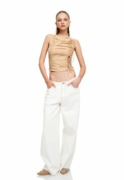 Lioness US Shopify LULU TIE TANK - LATTE -Lioness Sales Shop LT88 795LATTE LB88 570 2PEARL1