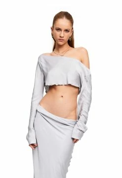 Lioness US Shopify DEVON LONG SLEEVE TOP - SONIC SILVER -Lioness Sales Shop LT88 797 SONIC SILVER LB88 538 SONIC SILVER 1