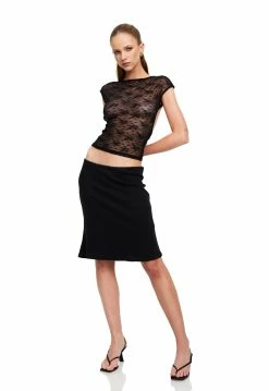 Lioness US Shopify MERCI MIDI SKIRT - LICORICE
