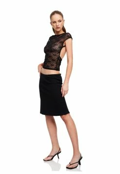 Lioness US Shopify MERCI MIDI SKIRT - LICORICE -Lioness Sales Shop LT88 810 2LICORICE LB88 536LICORICE5