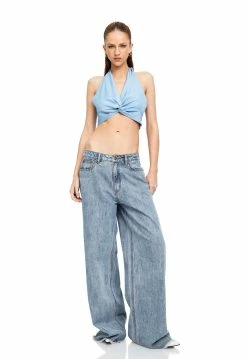 Lioness US Shopify CIPRIANI HALTER - POWDER BLUE -Lioness Sales Shop LT88 821 1 POWDER BLUE LB88 570 1 FADED DENIM 1