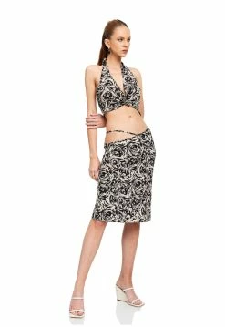 Lioness US Shopify SAN CARLOS MIDI SKIRT - ABSTRACT ROSE -Lioness Sales Shop LT88 821 LB88 571 1 ABSTRACT ROSE 9