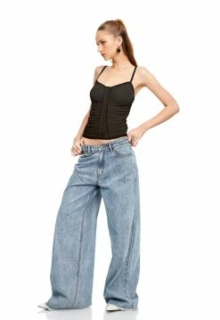 Lioness US Shopify EIVISSA MESH CAMI - PITCH -Lioness Sales Shop LT88 823 PITCH LB88 570 1 FADED DENIM 10