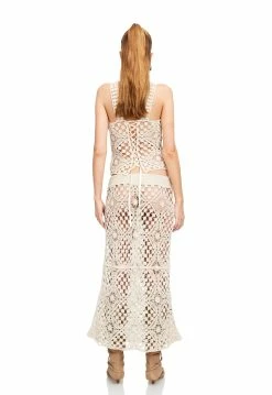 Lioness US Shopify ATZARÓ CROCHET MIDI SKIRT - ALMOND -Lioness Sales Shop LT88 829 LB88 564 ALMOND 15